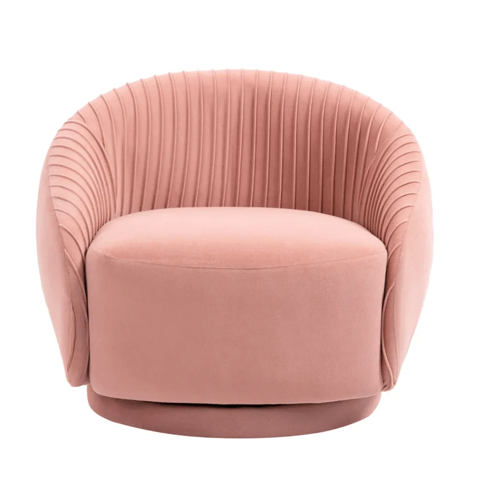 Barrel Arm Chair Embossing Fleece Upholstered Accent Sofa Chair