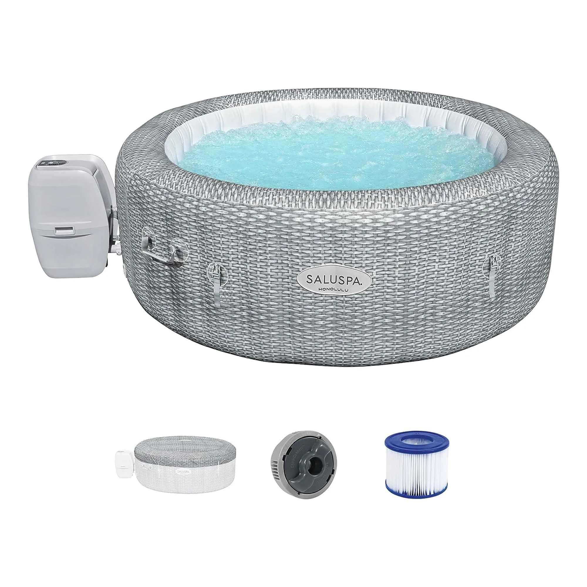 Bestway SaluSpa Milan AirJet Inflatable Hot Tub w/6 SaluSpa Spa Seat & 6 Pillows