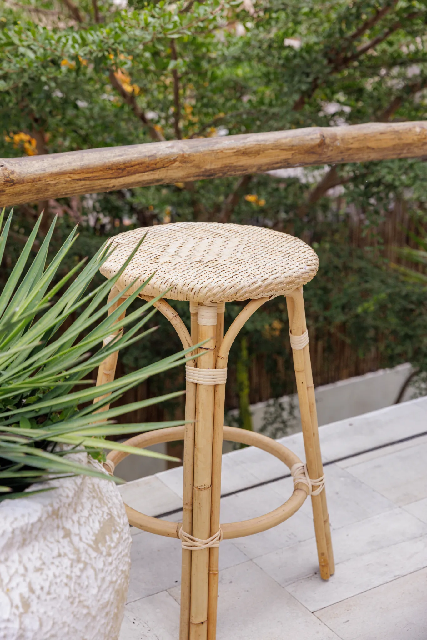 Bistro Backless Rattan Counter Stool
