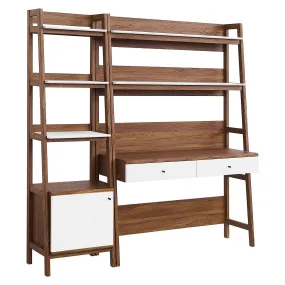 Bixby 2-Piece Wood Office Desk and Bookshelf By Modway - EEI-6111 - Walnut White