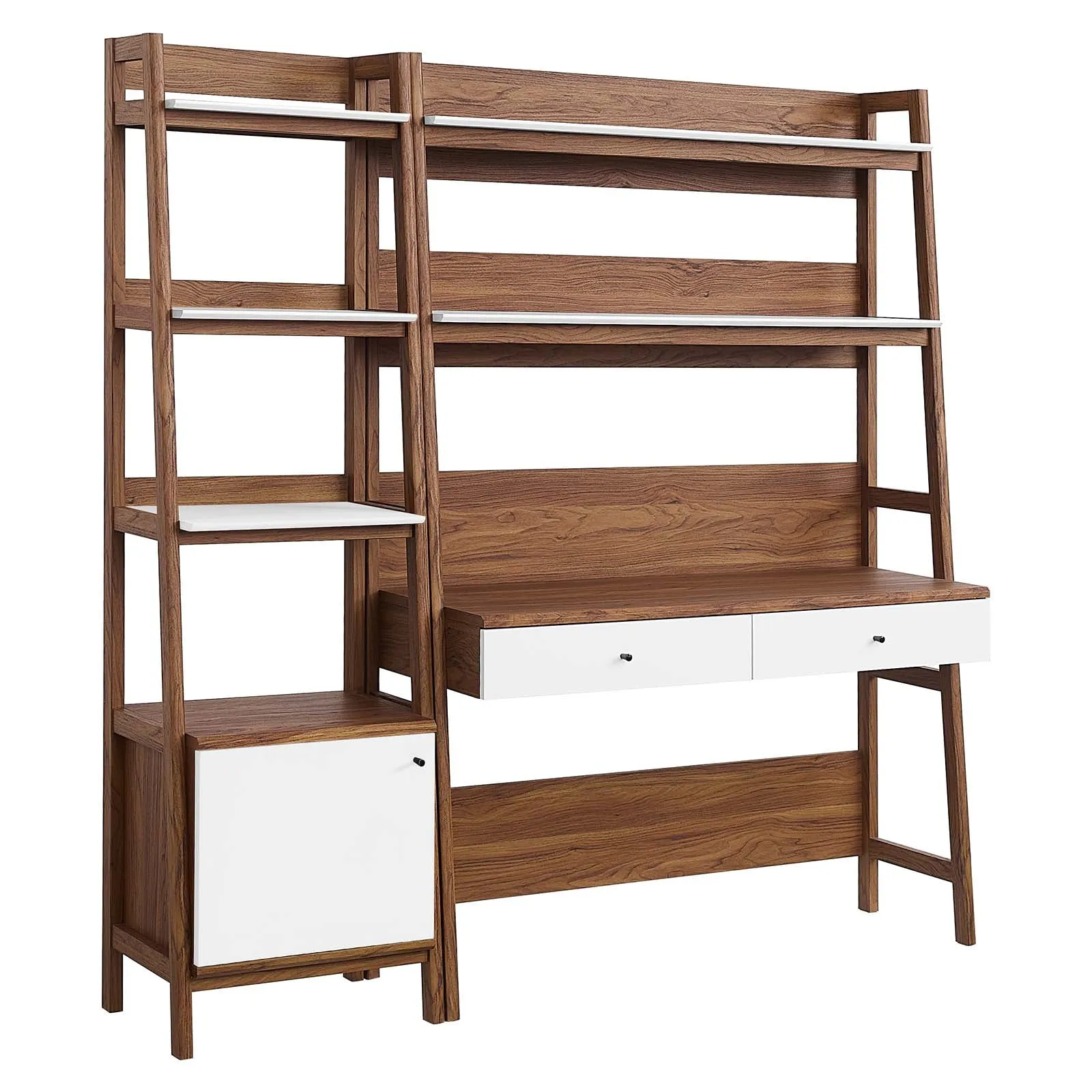 Bixby 2-Piece Wood Office Desk and Bookshelf By Modway - EEI-6111 - Walnut White