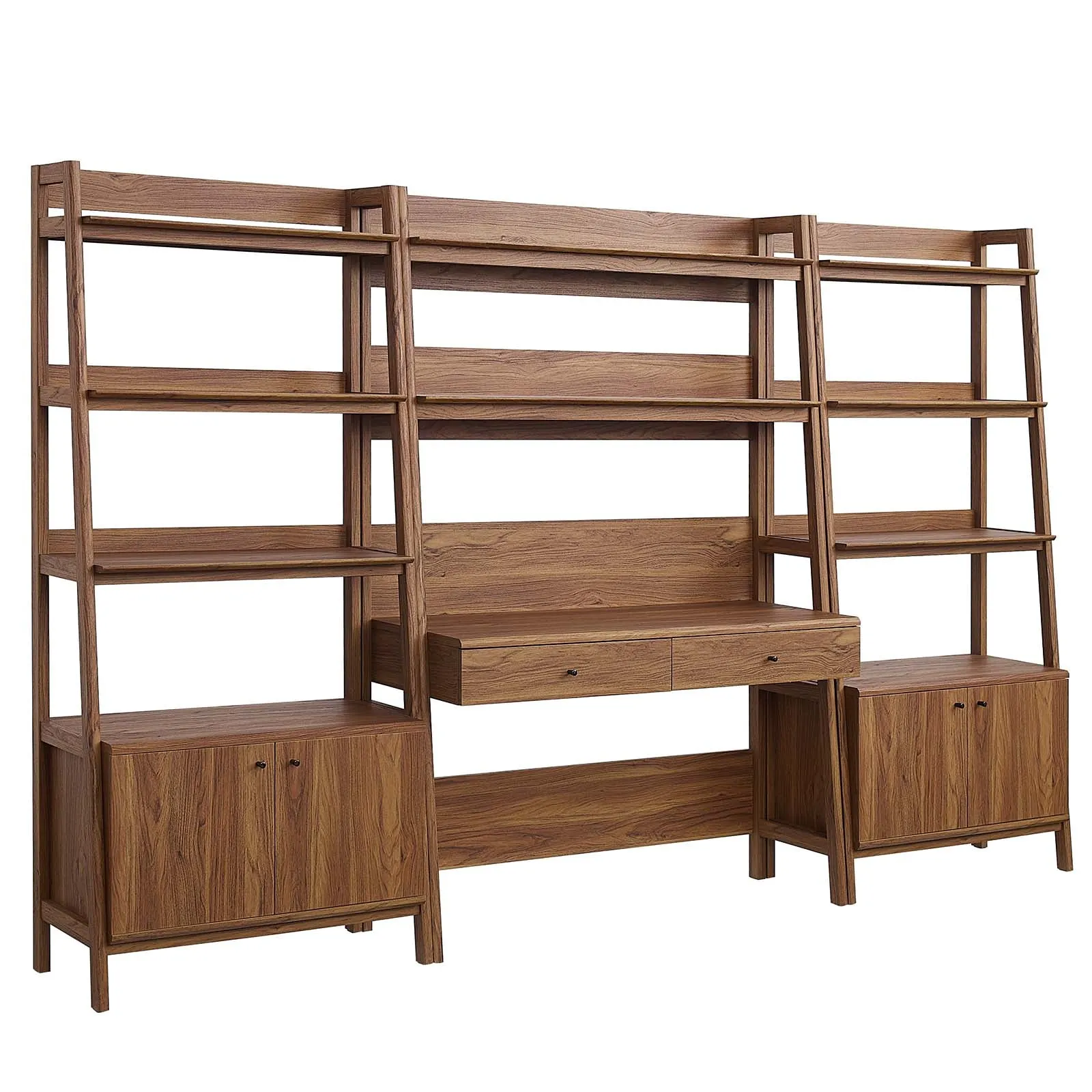 Bixby 3-Piece Wood Office Desk and Bookshelf By Modway - EEI-6115 - Walnut