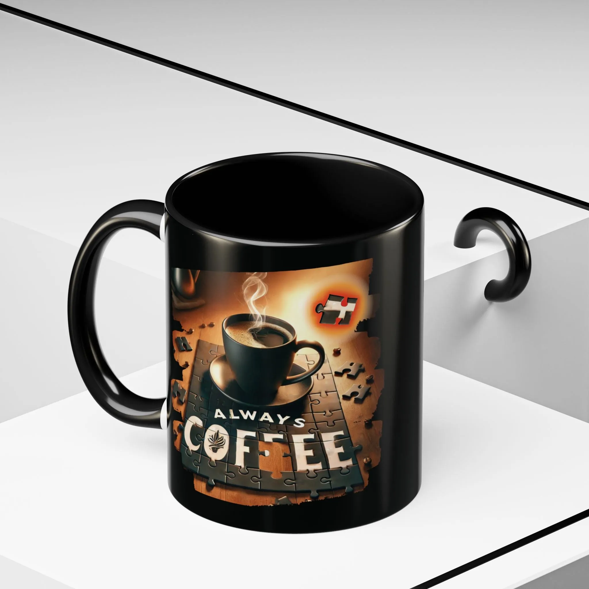 Black Ceramic Mug for Coffee & Puzzle Lovers - 11oz Ceramic Cup, Funny Gift for Office, Home, or Nerdy Coffee Enthusiasts, Perfect for Daily Use