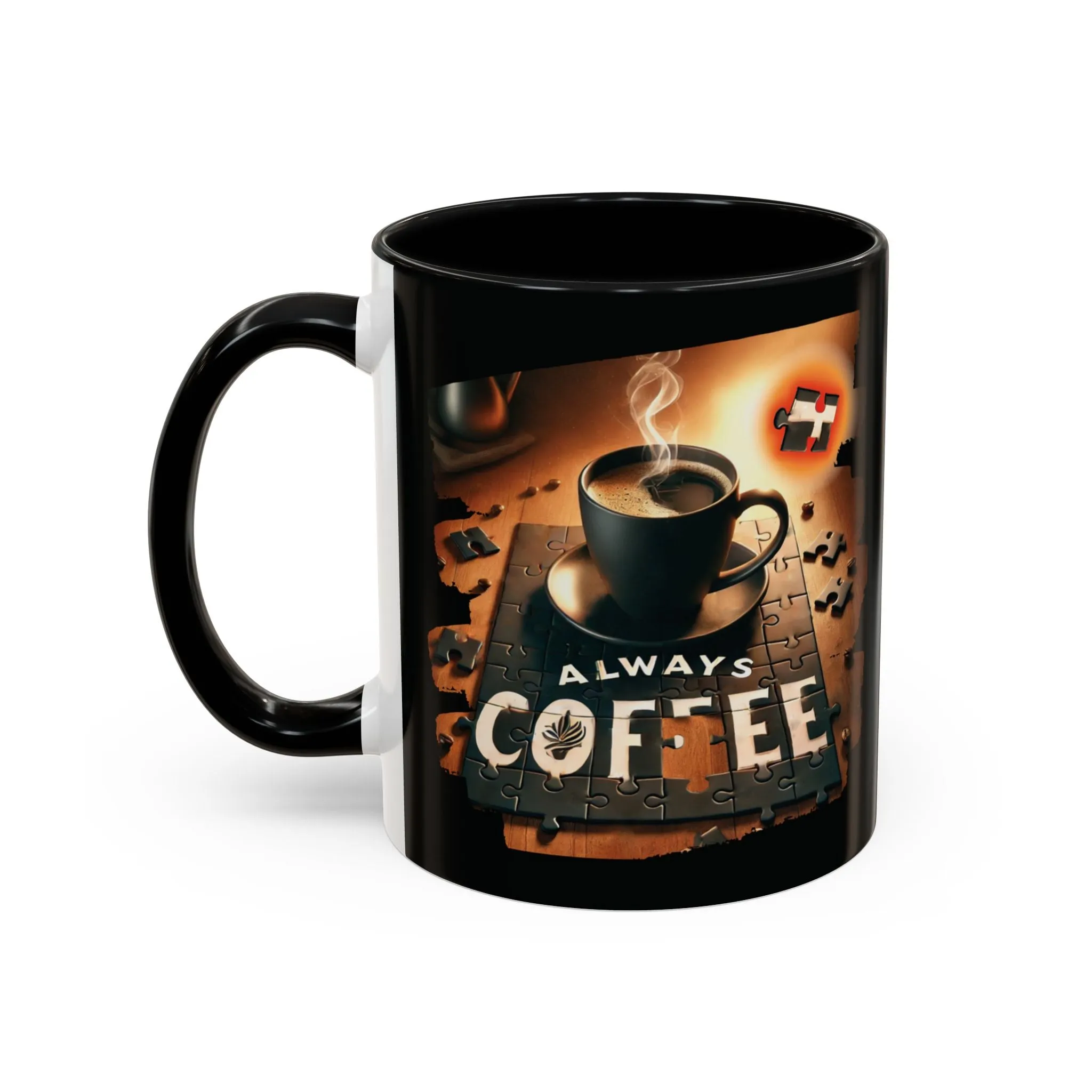 Black Ceramic Mug for Coffee & Puzzle Lovers - 11oz Ceramic Cup, Funny Gift for Office, Home, or Nerdy Coffee Enthusiasts, Perfect for Daily Use