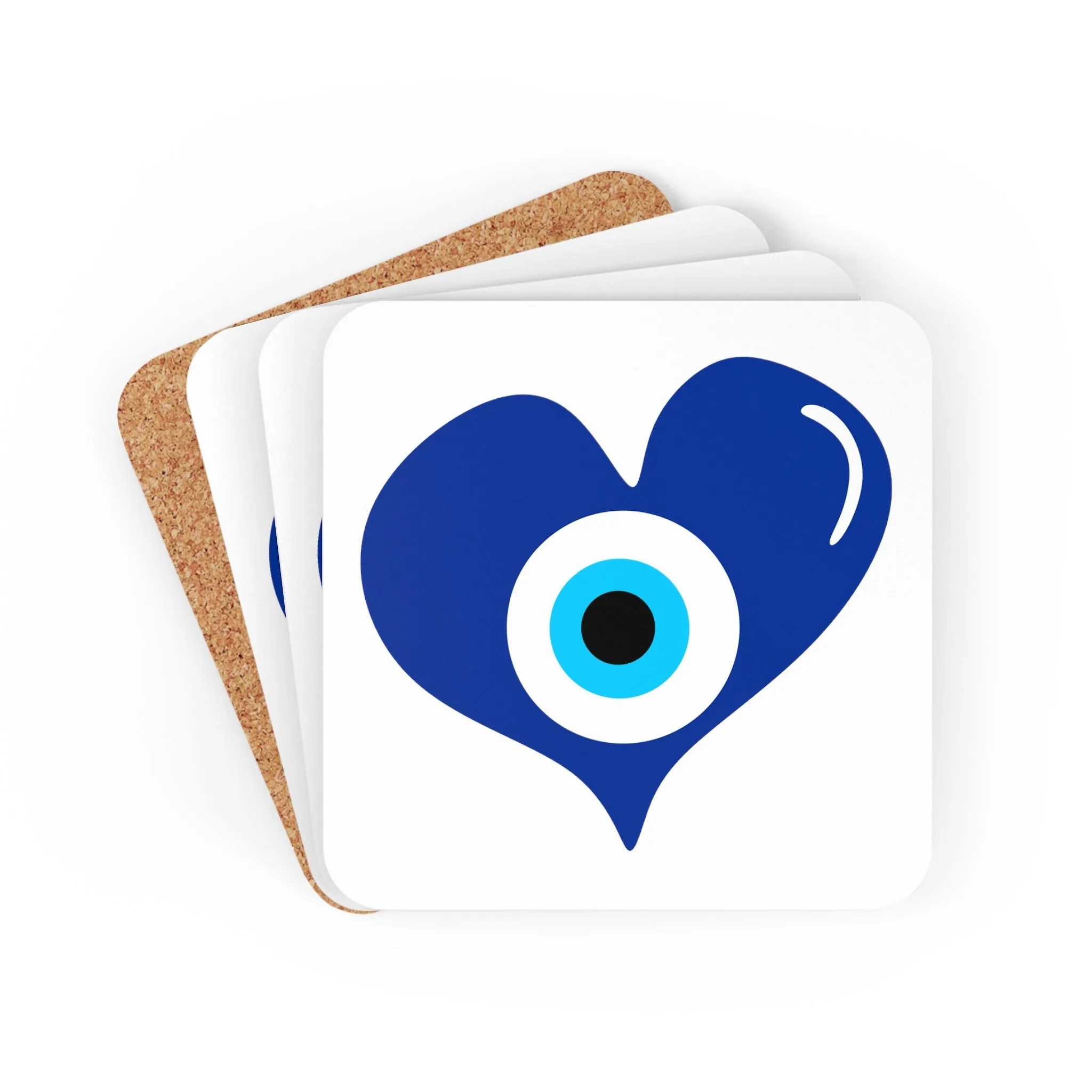 Blue Eye Heart Coaster Set