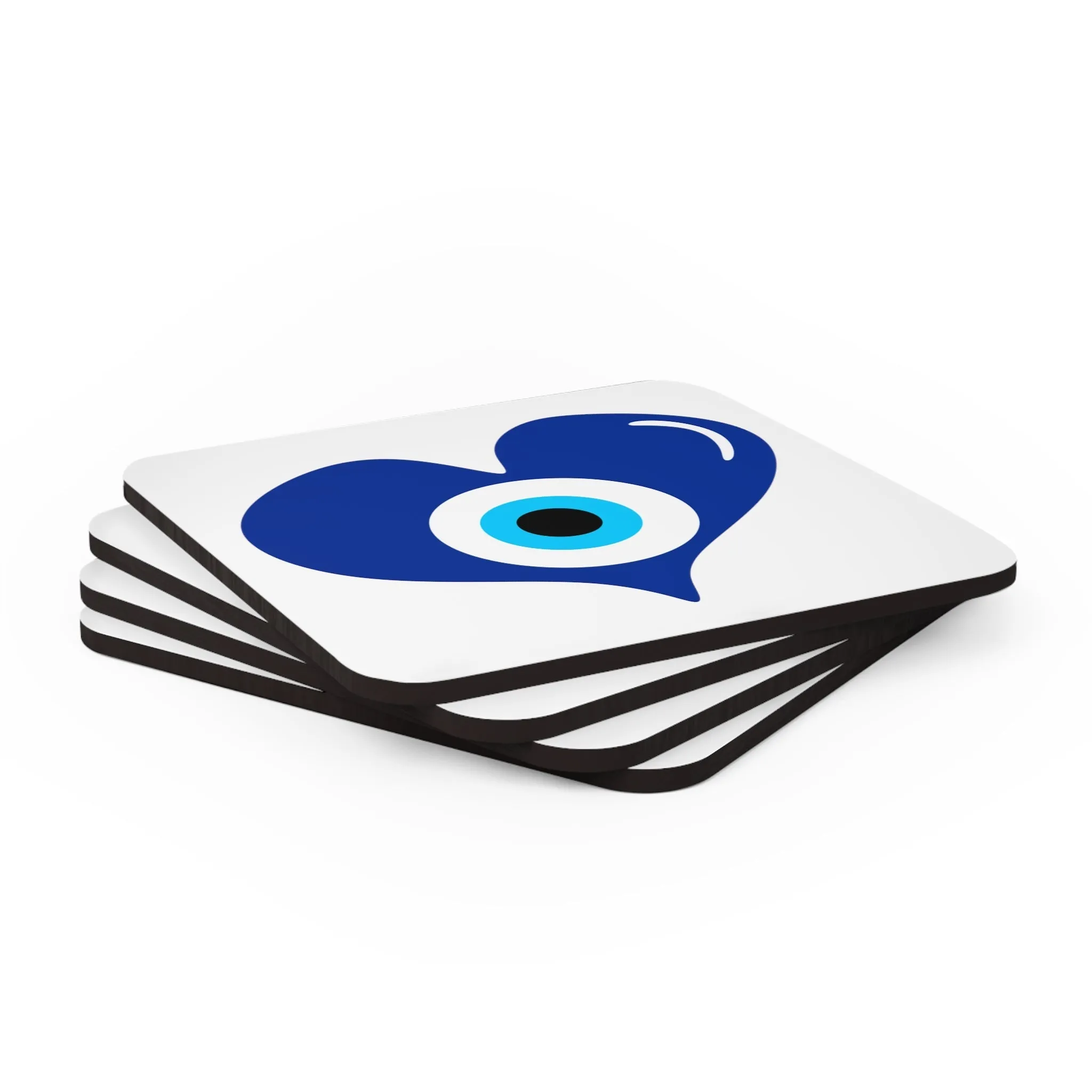 Blue Eye Heart Coaster Set