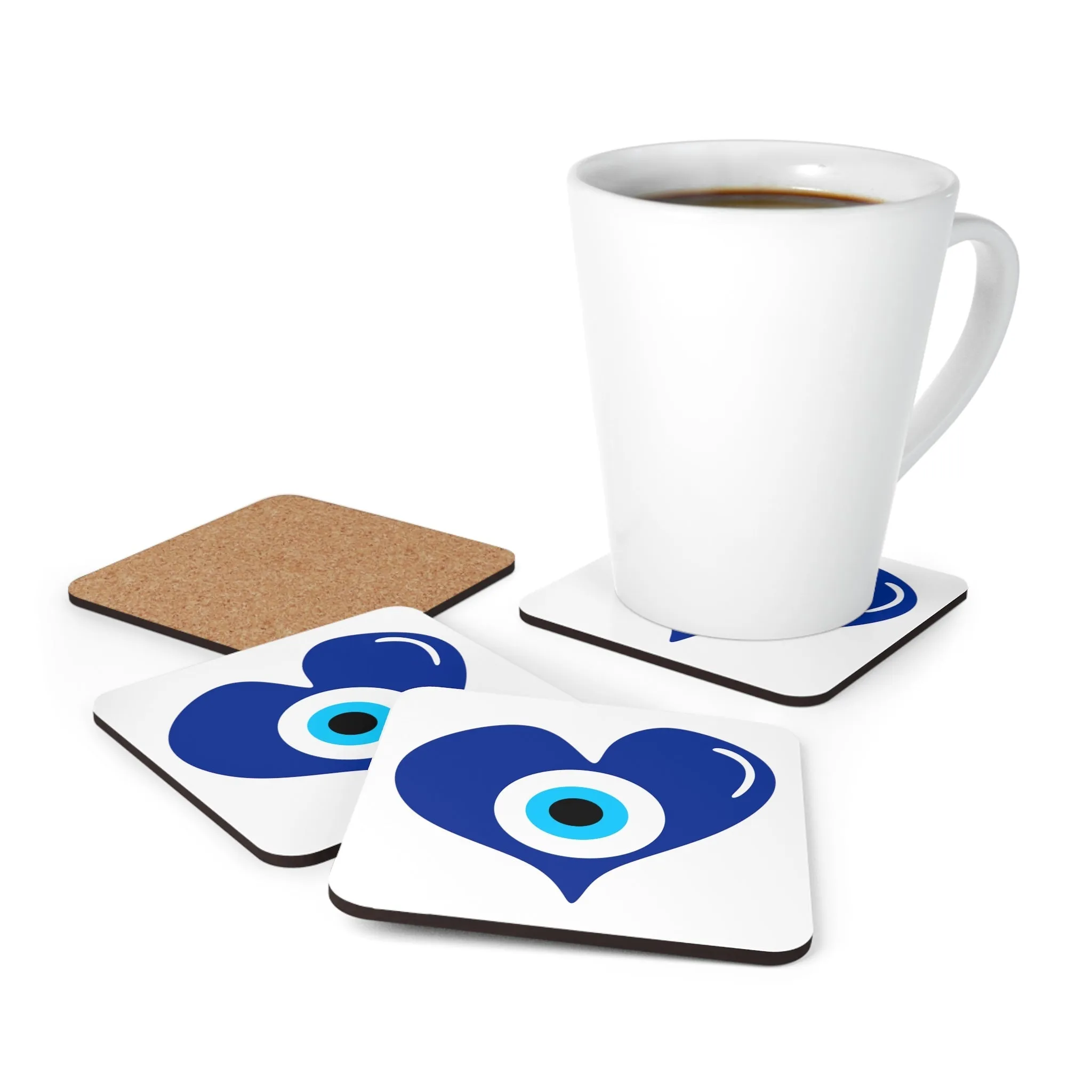 Blue Eye Heart Coaster Set
