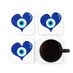 Blue Eye Heart Coaster Set