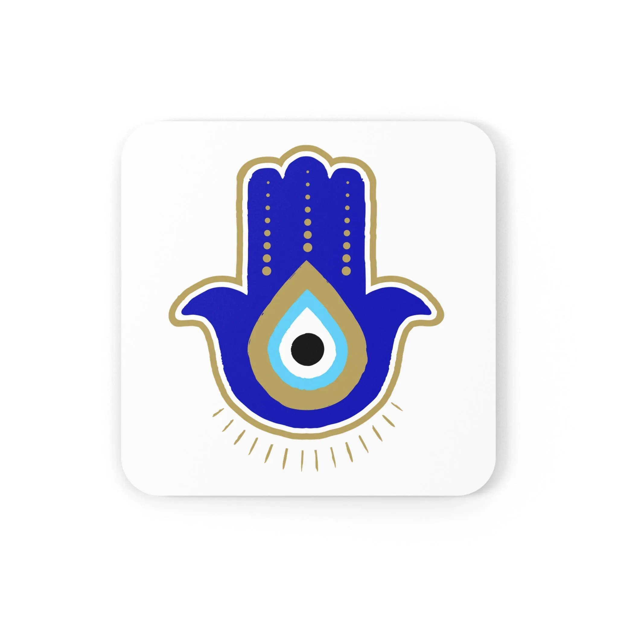Blue Hamsa Coaster Set