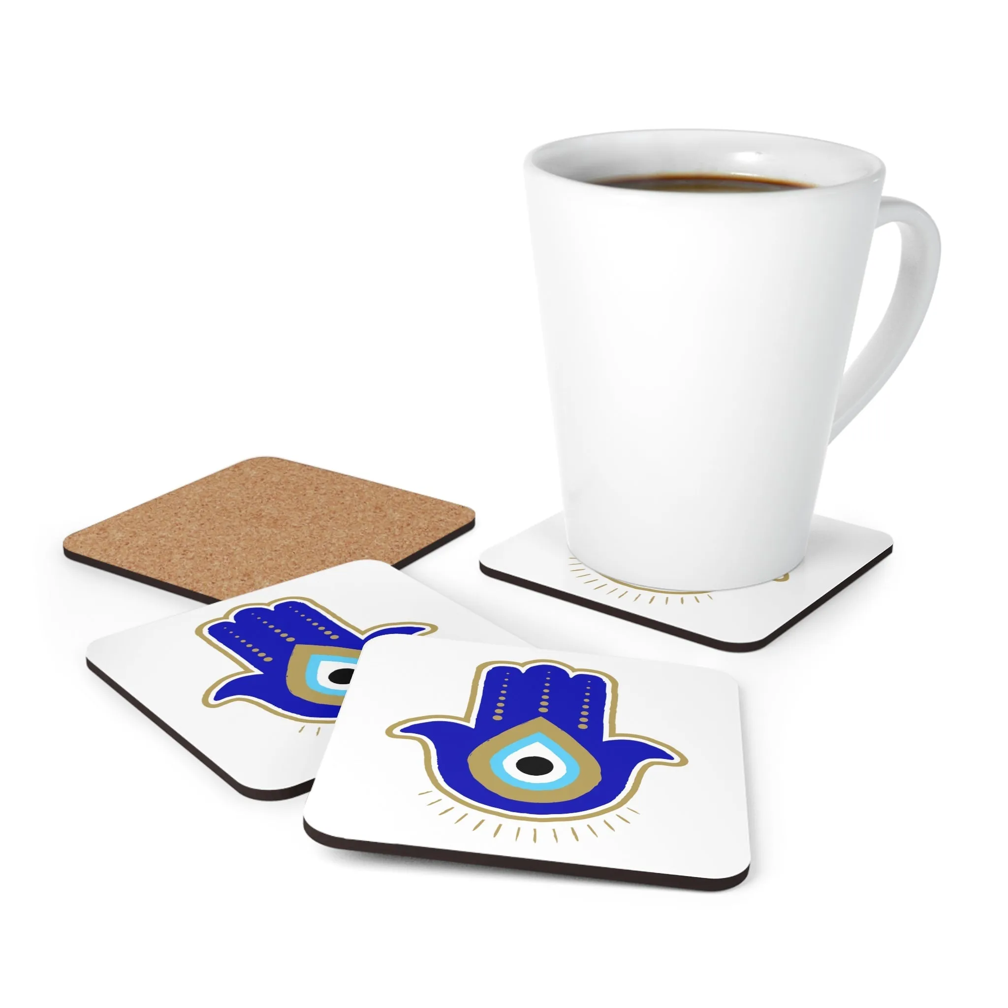 Blue Hamsa Coaster Set