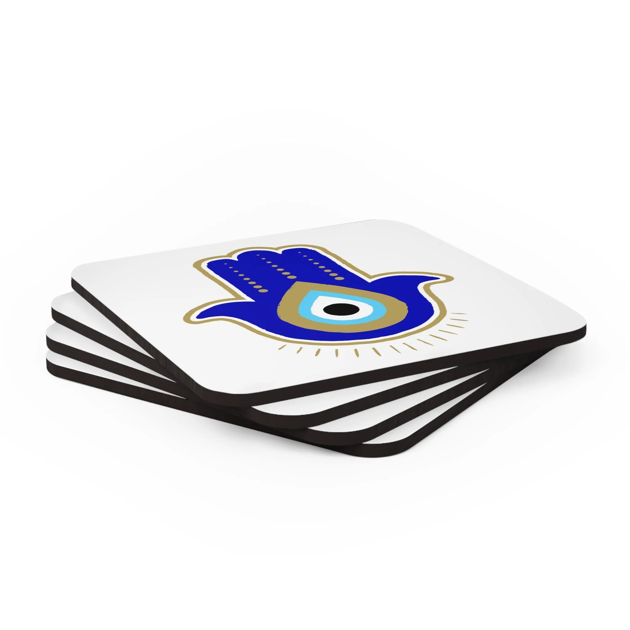 Blue Hamsa Coaster Set