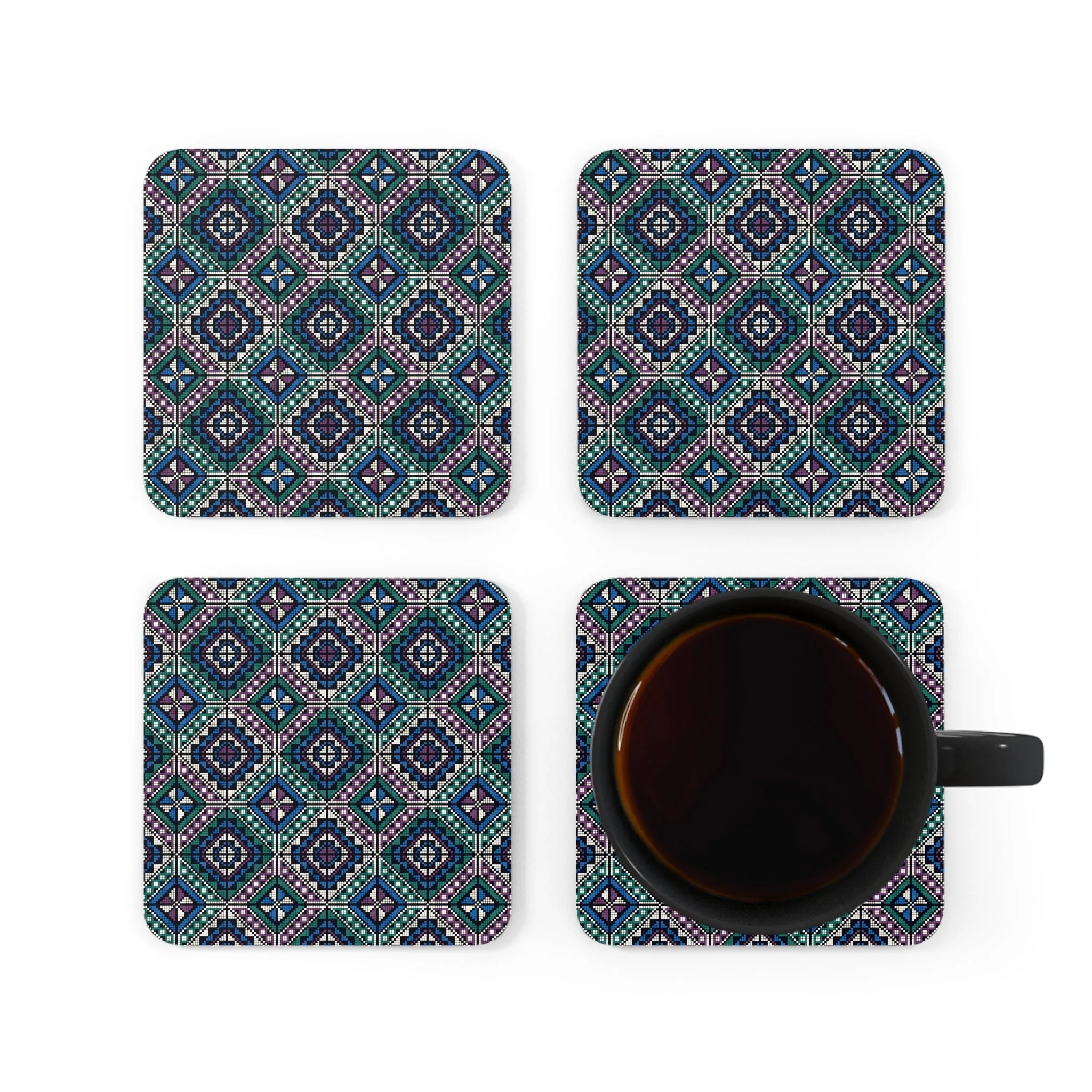Blue Tatreez Coaster Set