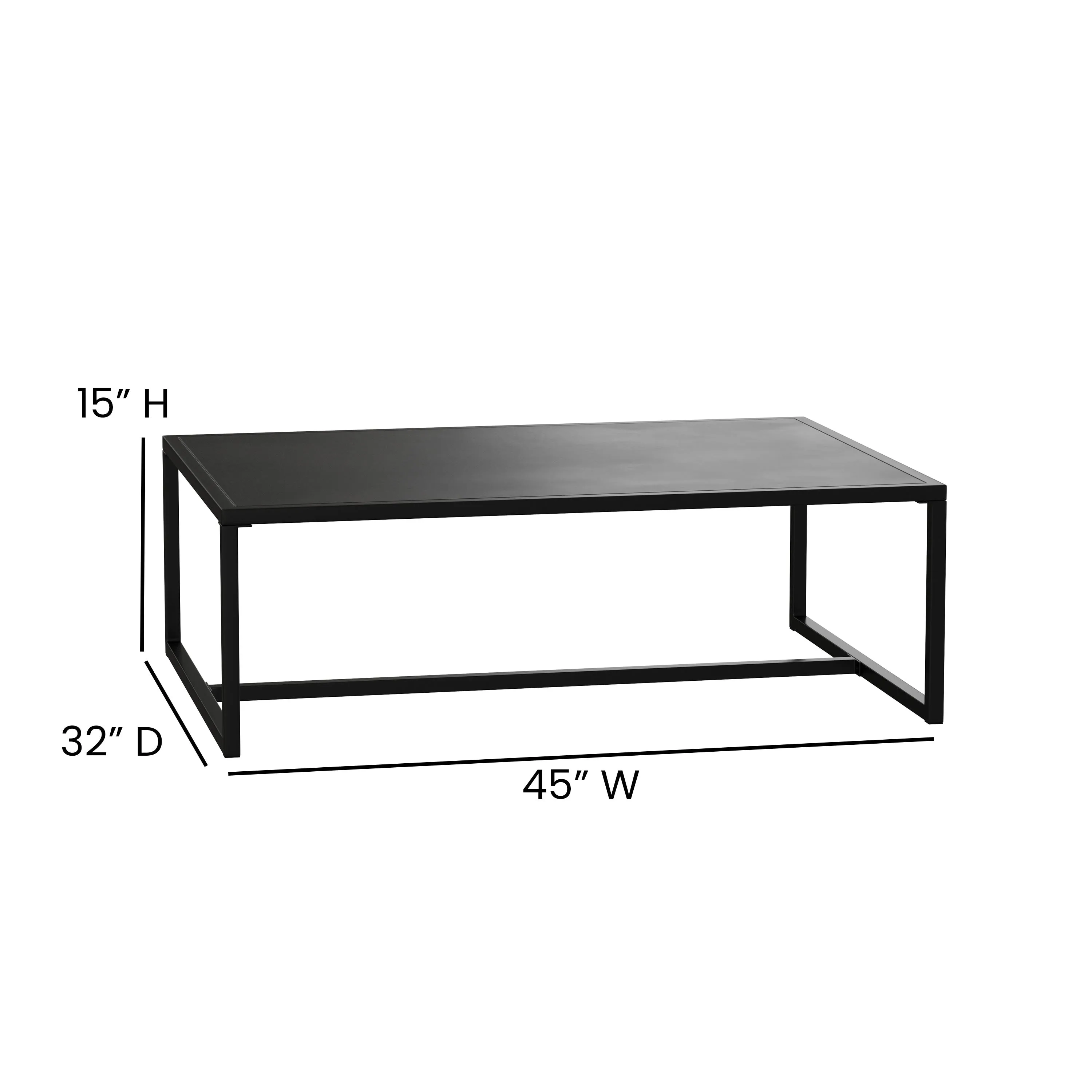 Brock Outdoor Patio Coffee Table Commercial Grade Coffee Table for Deck, Porch, or Poolside - Steel Square Leg Frame