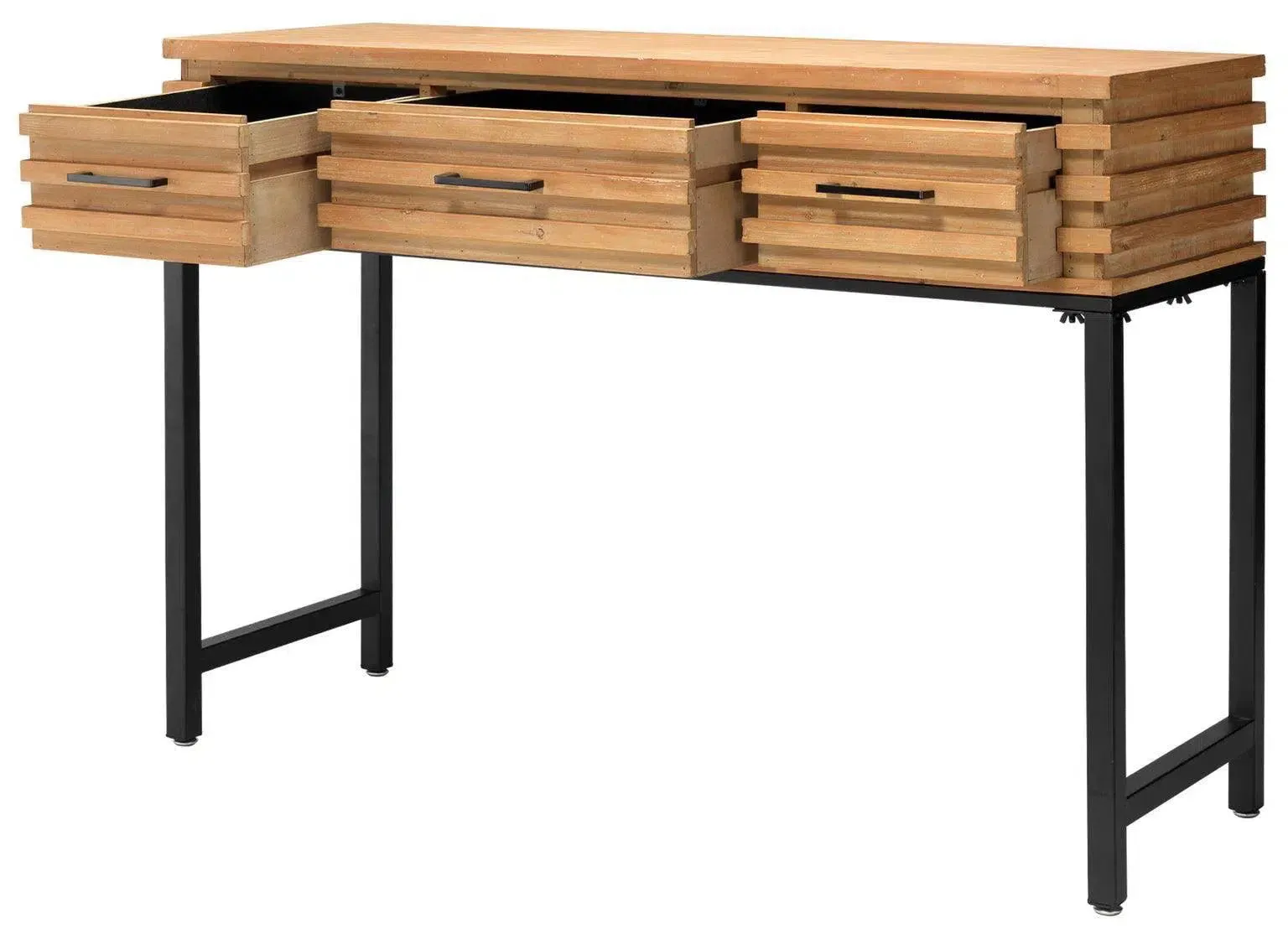 Brown Fir Wood Iron Logan Console