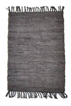Brown Leather Chindi Rug