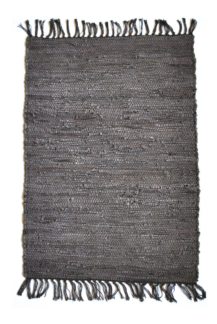 Brown Leather Chindi Rug