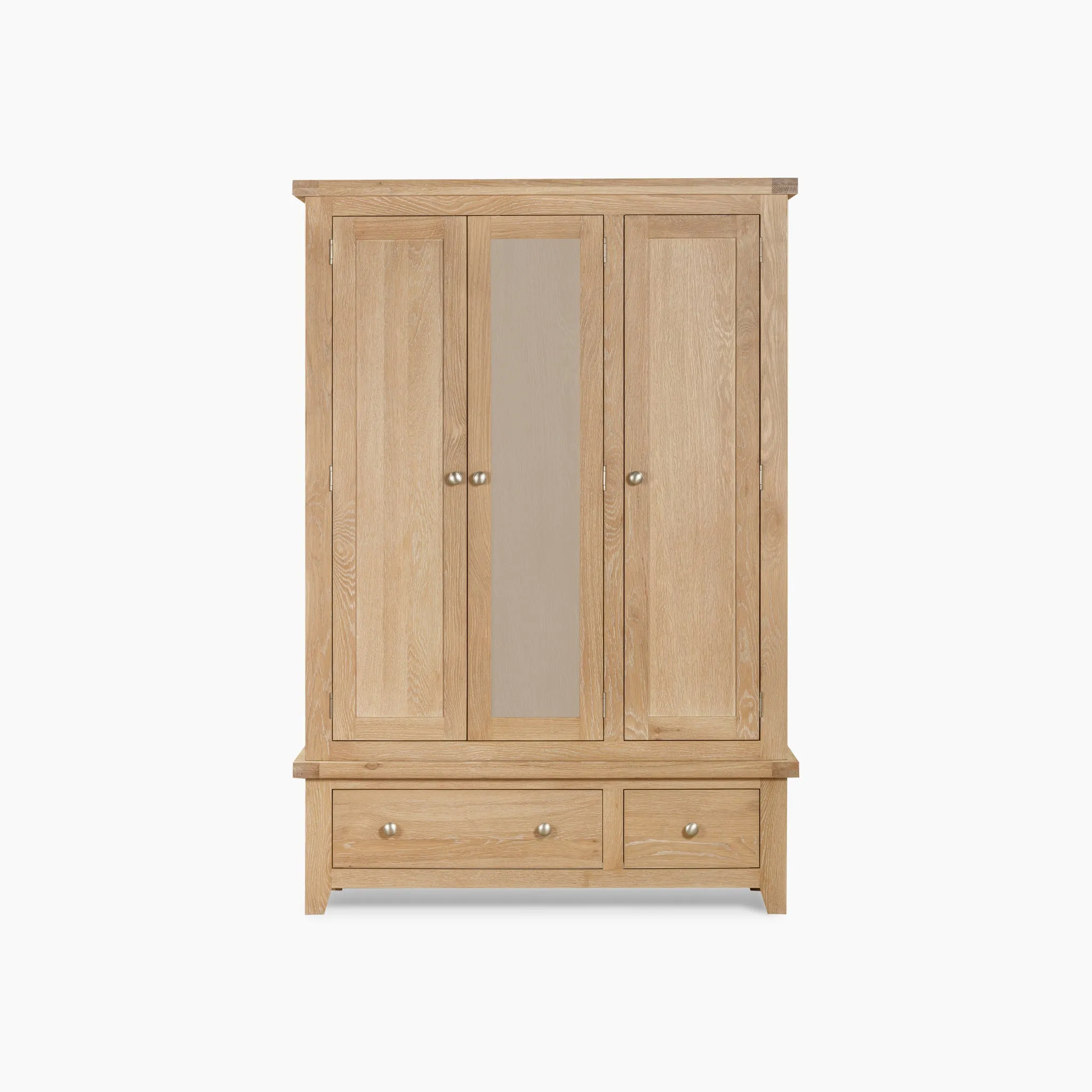 Burford Triple Wardrobe with 2 Drawers in Natural Oak