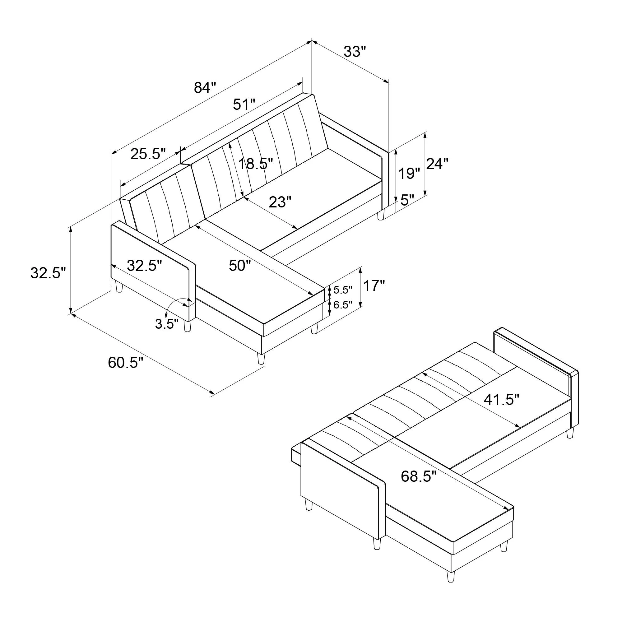 Celine Reversible Sectional Futon with Storage