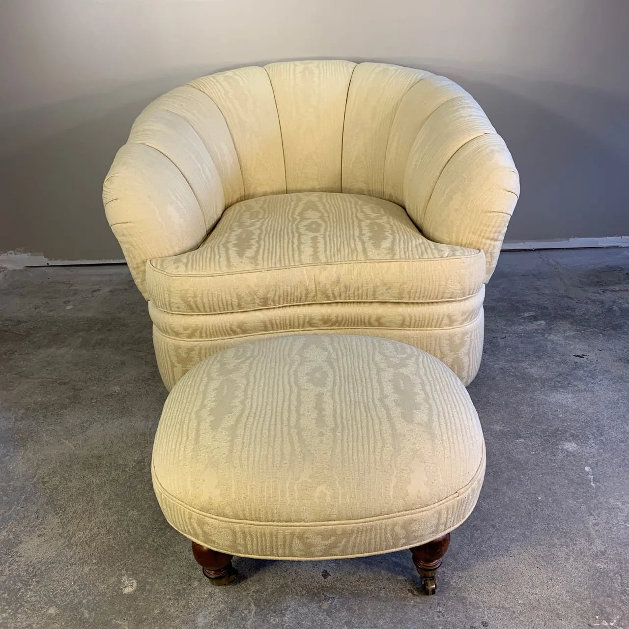 Century Furniture Custom Cream Chair Ottoman Set