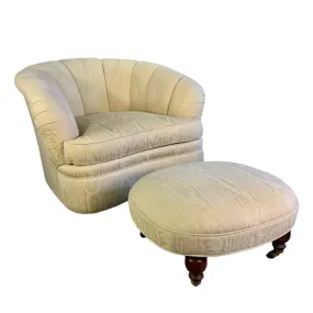 Century Furniture Custom Cream Chair Ottoman Set