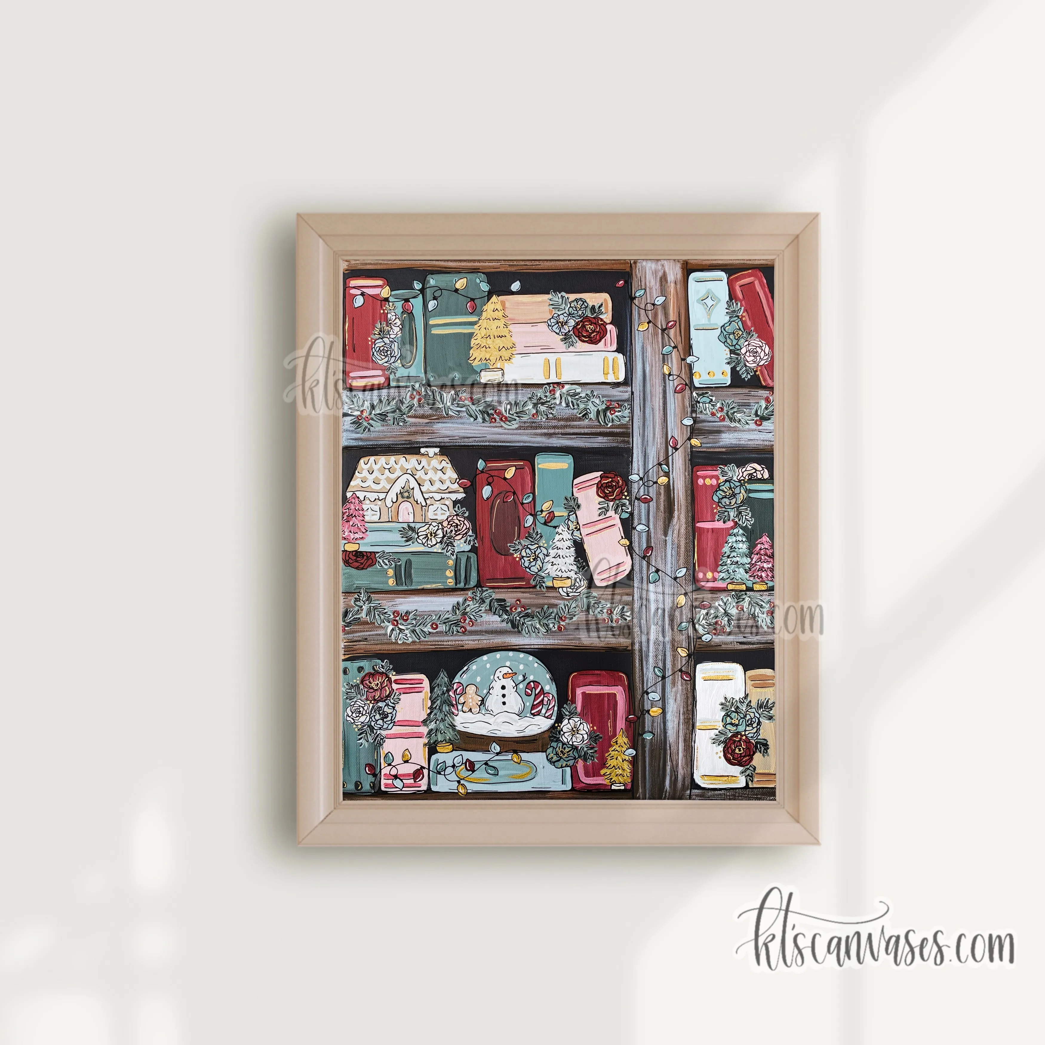 Christmas Bookshelf Art Print