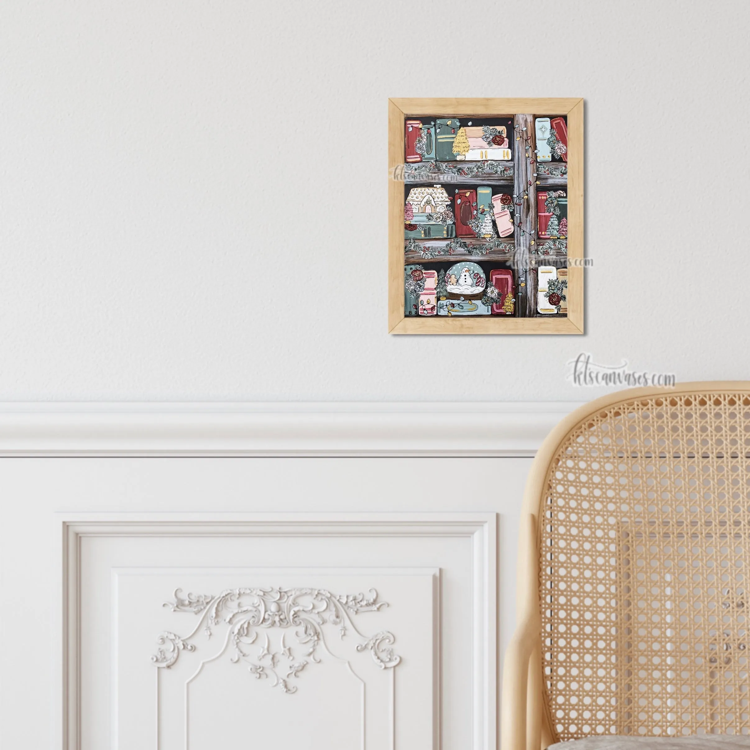 Christmas Bookshelf Art Print