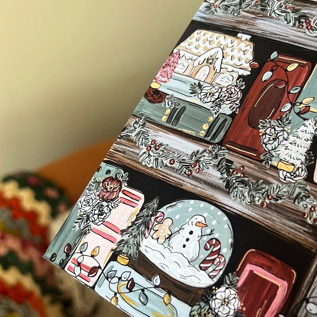 Christmas Bookshelf Art Print