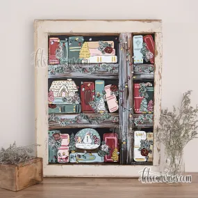 Christmas Bookshelf Art Print
