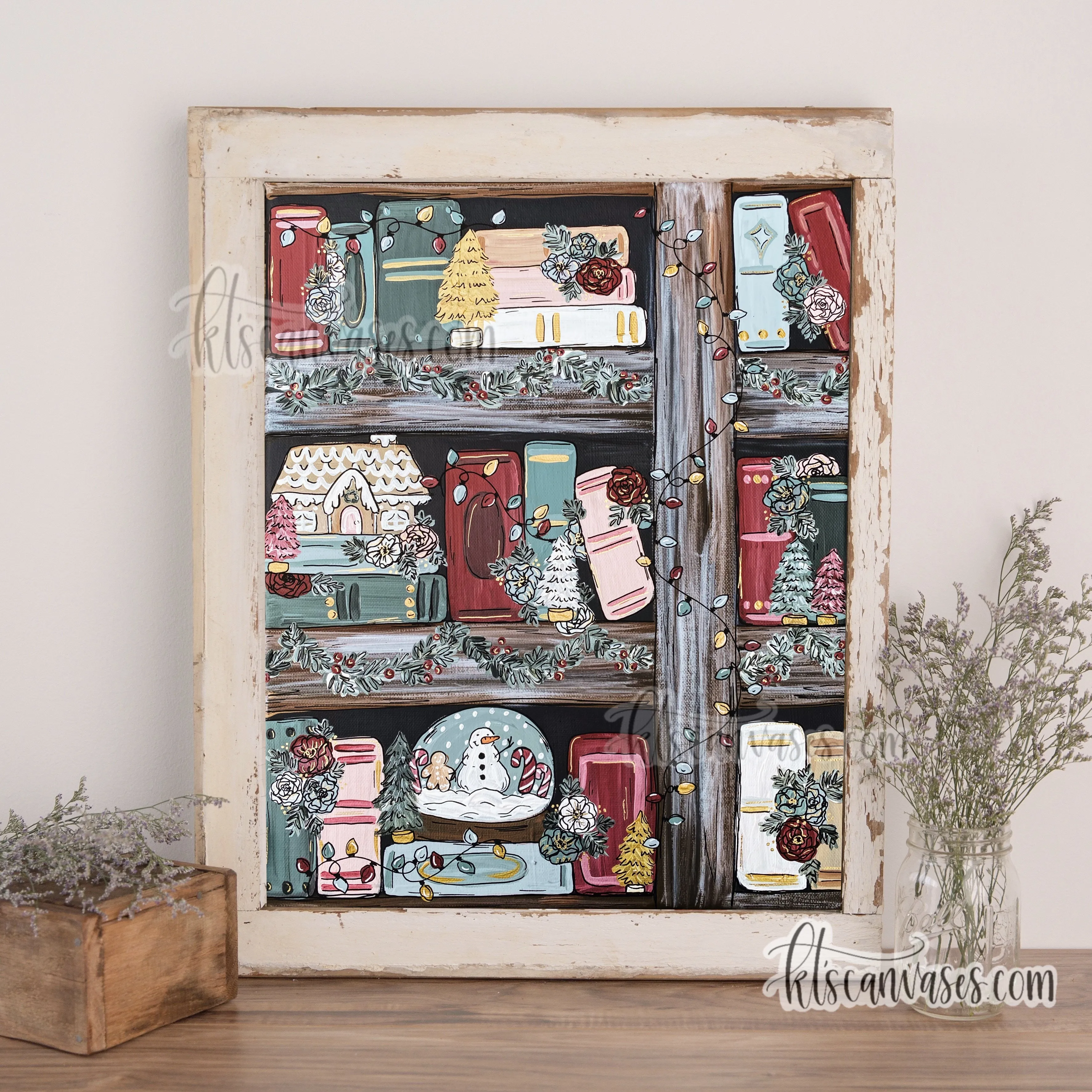 Christmas Bookshelf Art Print