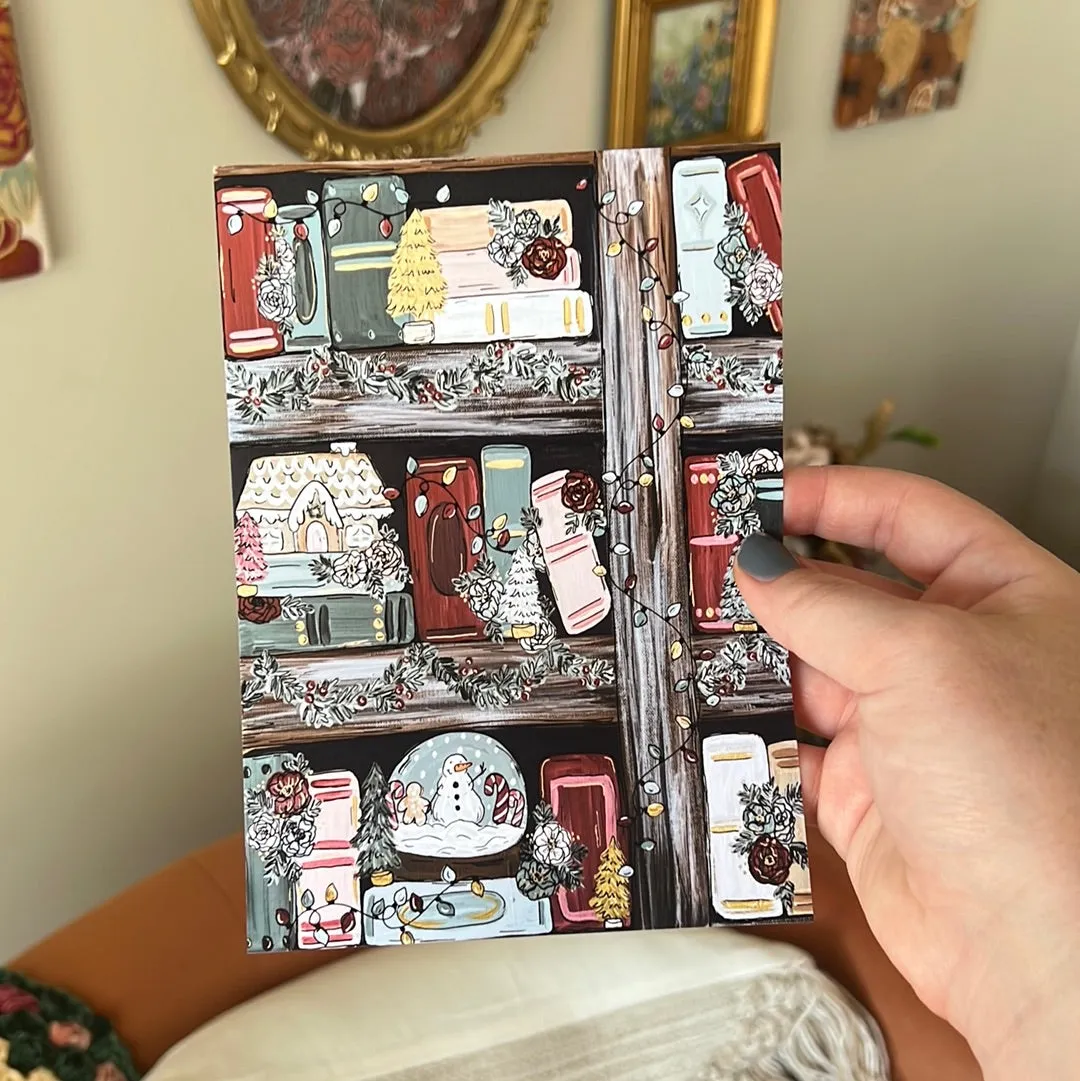 Christmas Bookshelf Art Print