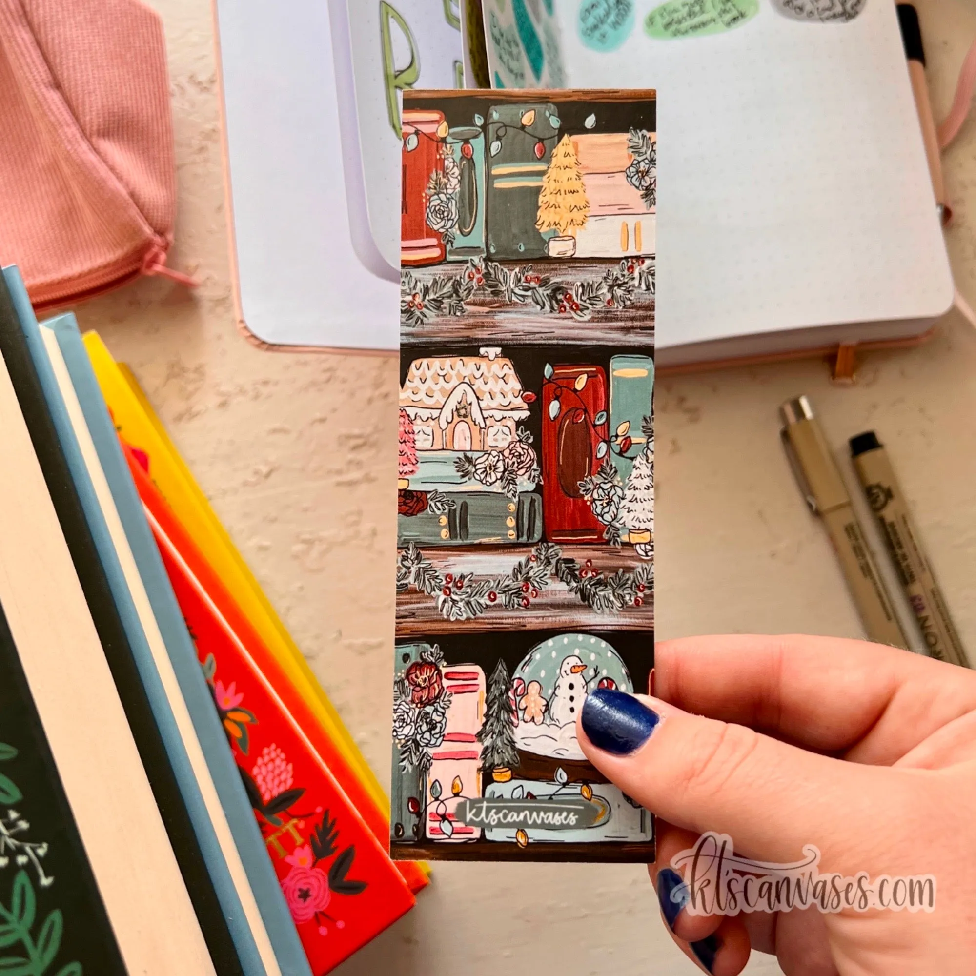 Christmas Bookshelf Double Sided Bookmark