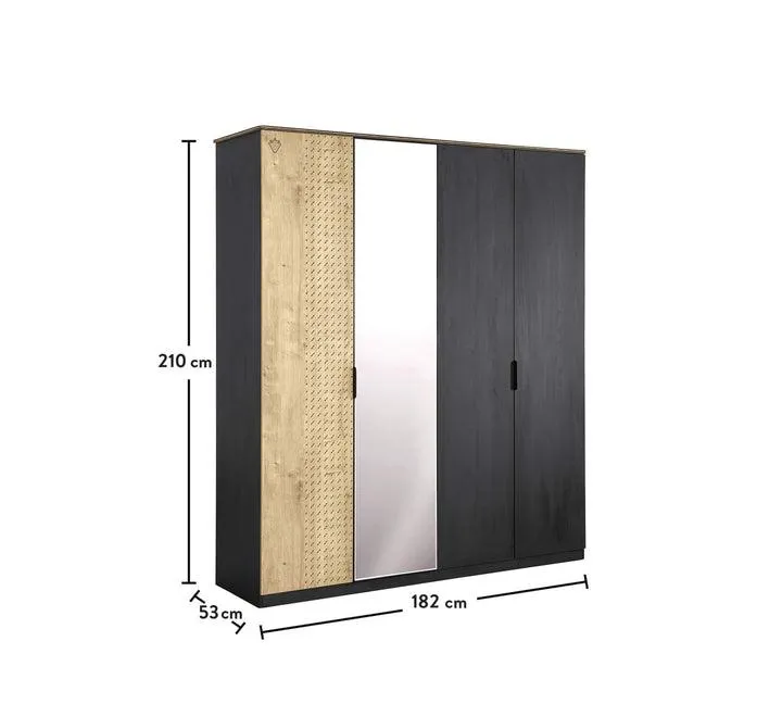 Cilek Black 4 Doors Wardrobe