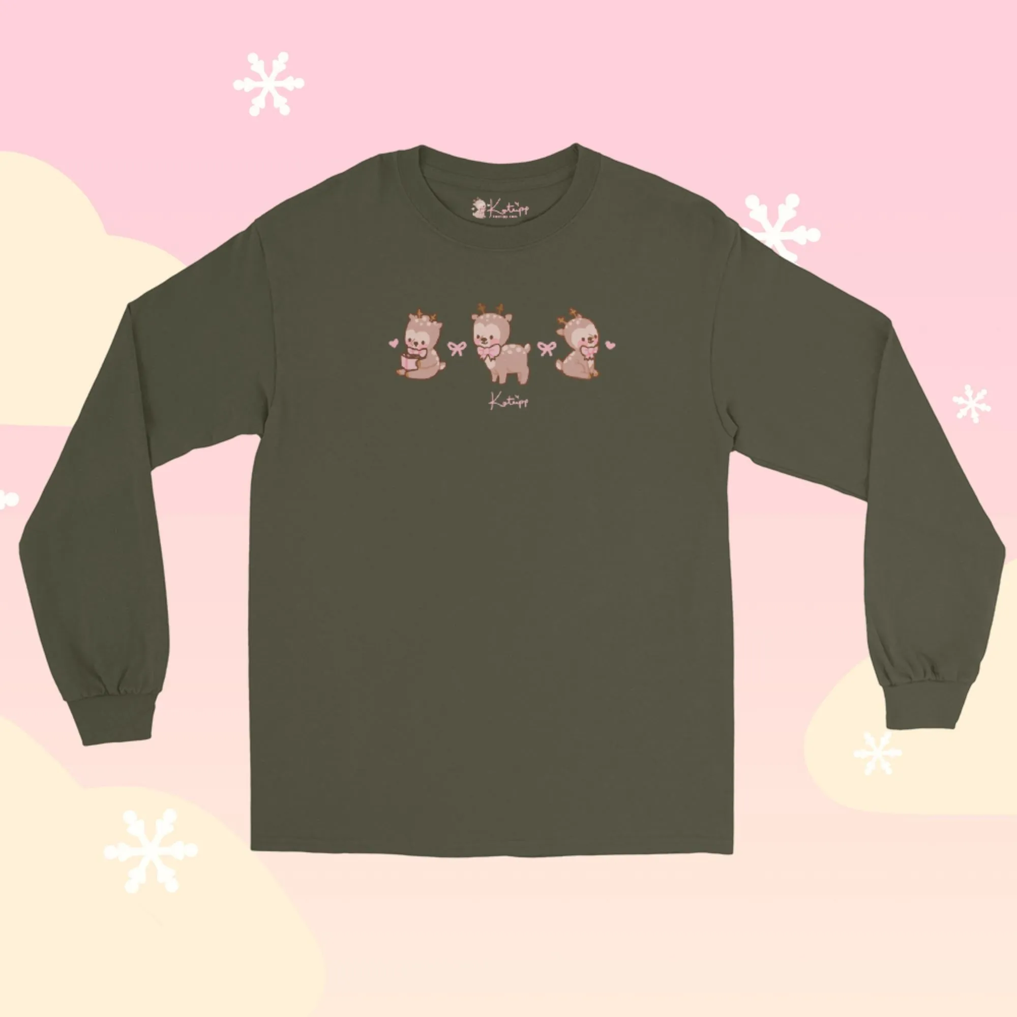 Cinnamon the Chubby Reindeer Christmas Long Sleeve T-Shirt | Cute Holiday Apparel | Festive Winter Wardrobe Essential