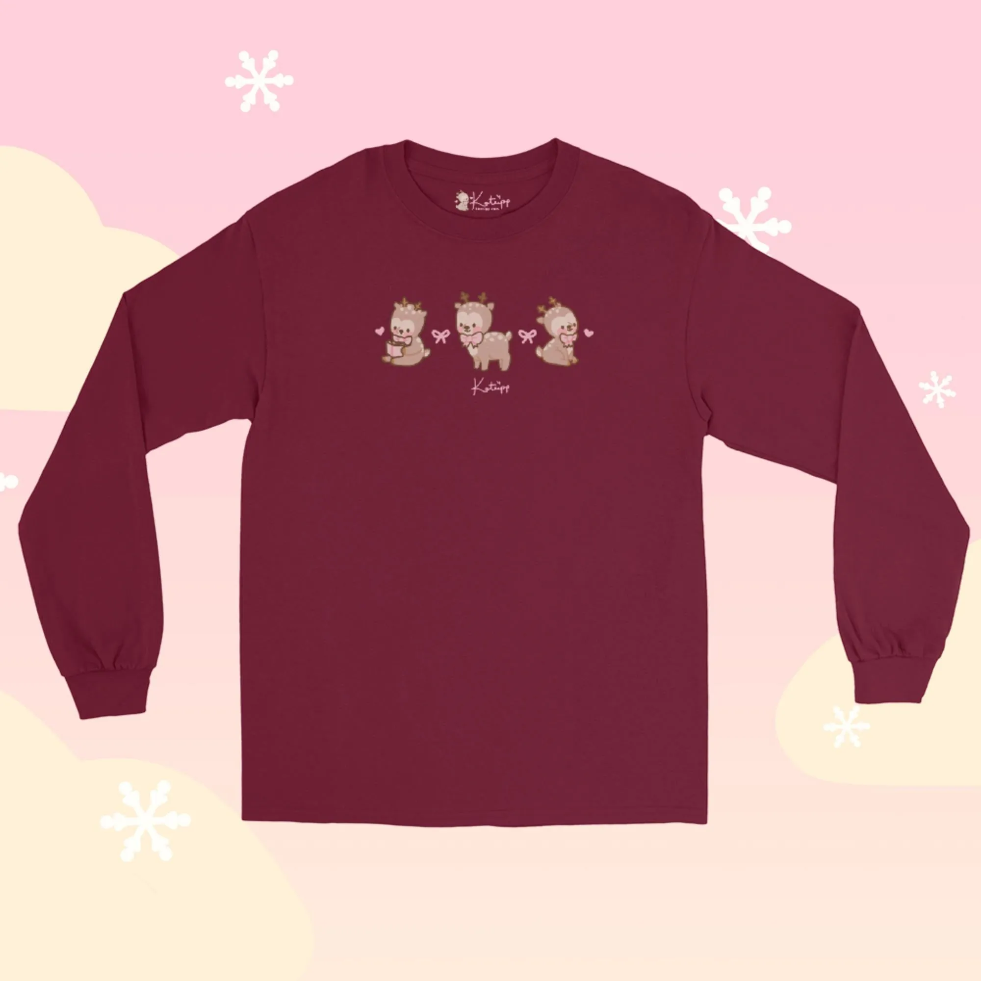 Cinnamon the Chubby Reindeer Christmas Long Sleeve T-Shirt | Cute Holiday Apparel | Festive Winter Wardrobe Essential