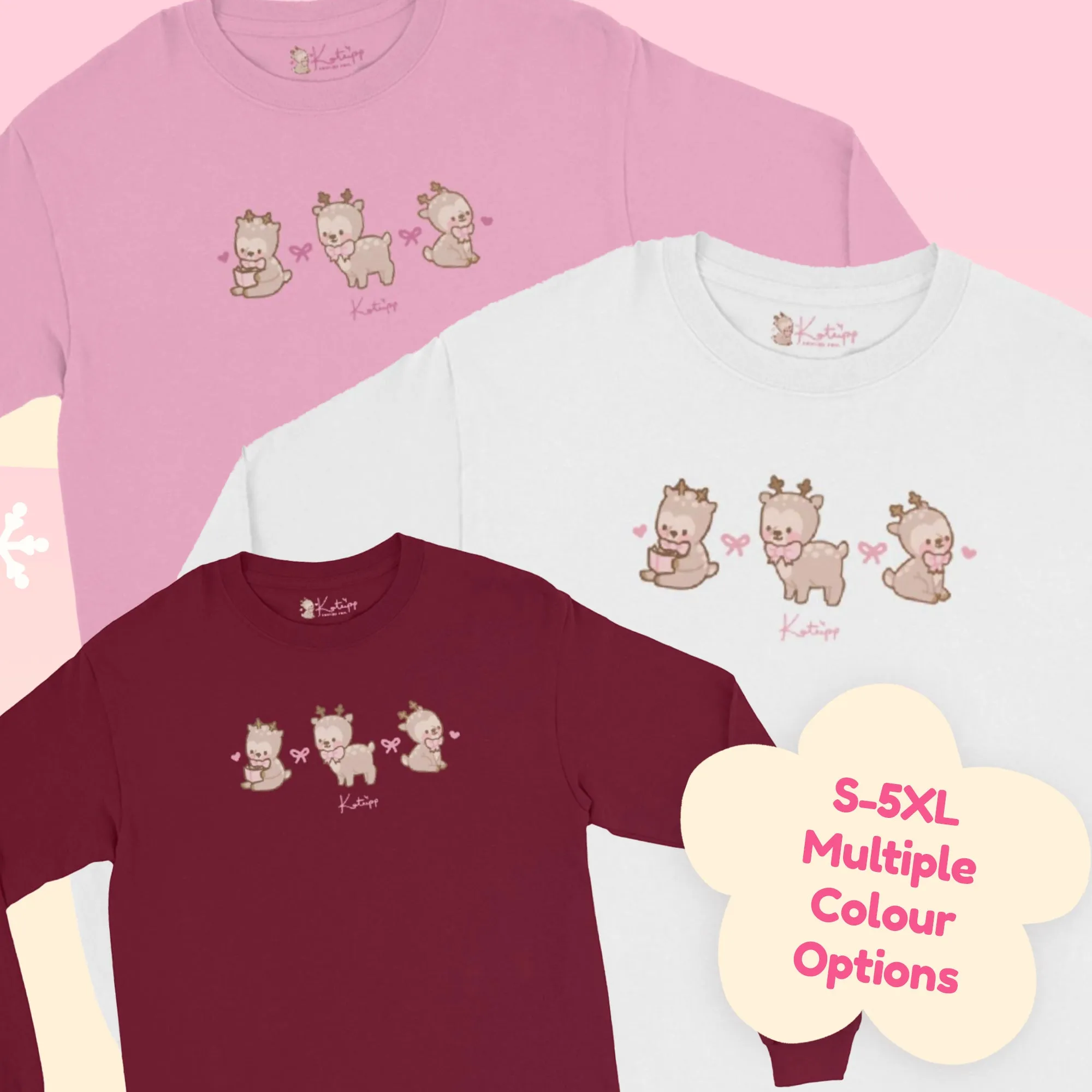 Cinnamon the Chubby Reindeer Christmas Long Sleeve T-Shirt | Cute Holiday Apparel | Festive Winter Wardrobe Essential