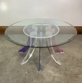 Coffee Table, Round, Contemporary, Acrylic, Glass Top
