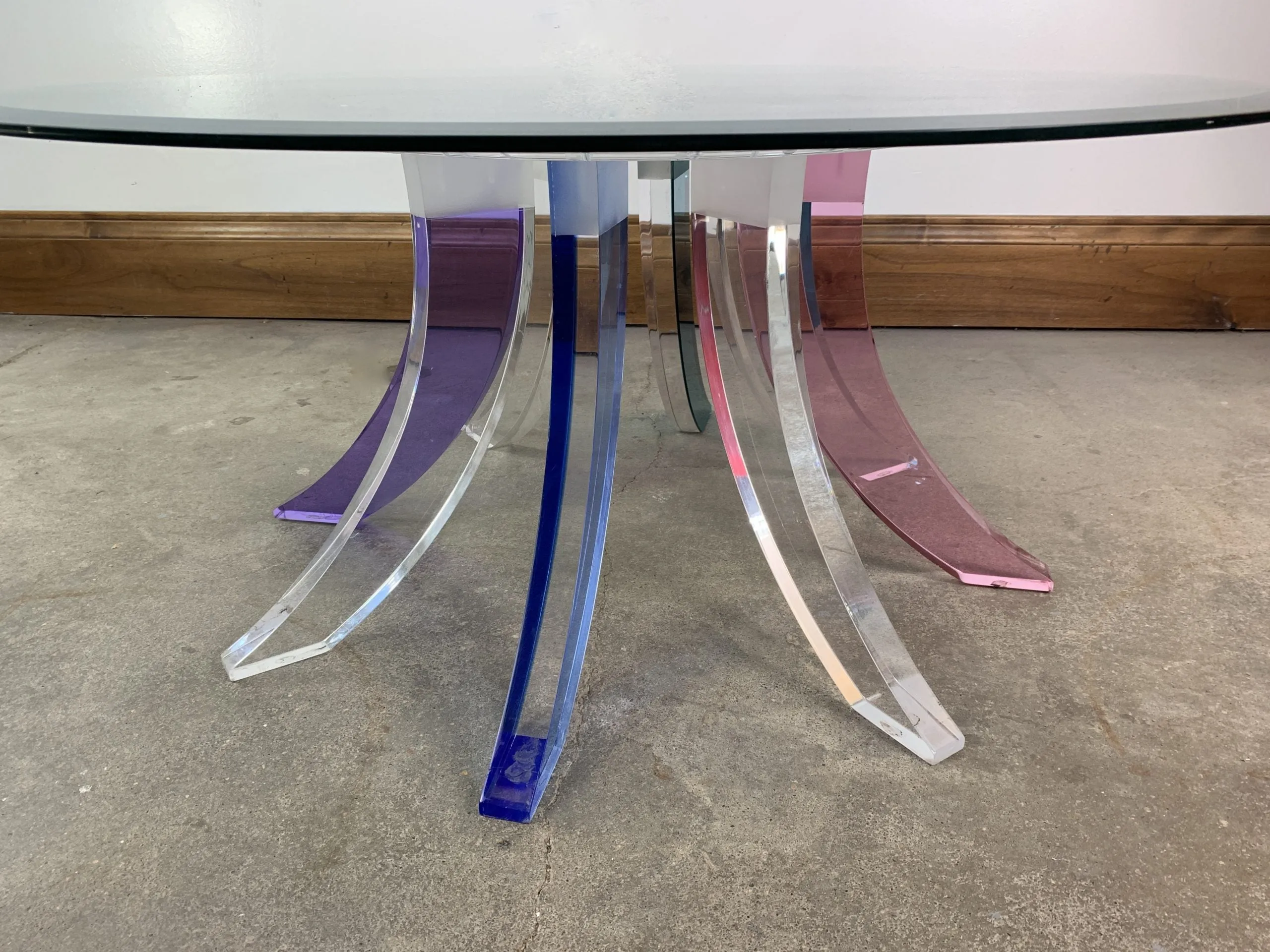 Coffee Table, Round, Contemporary, Acrylic, Glass Top