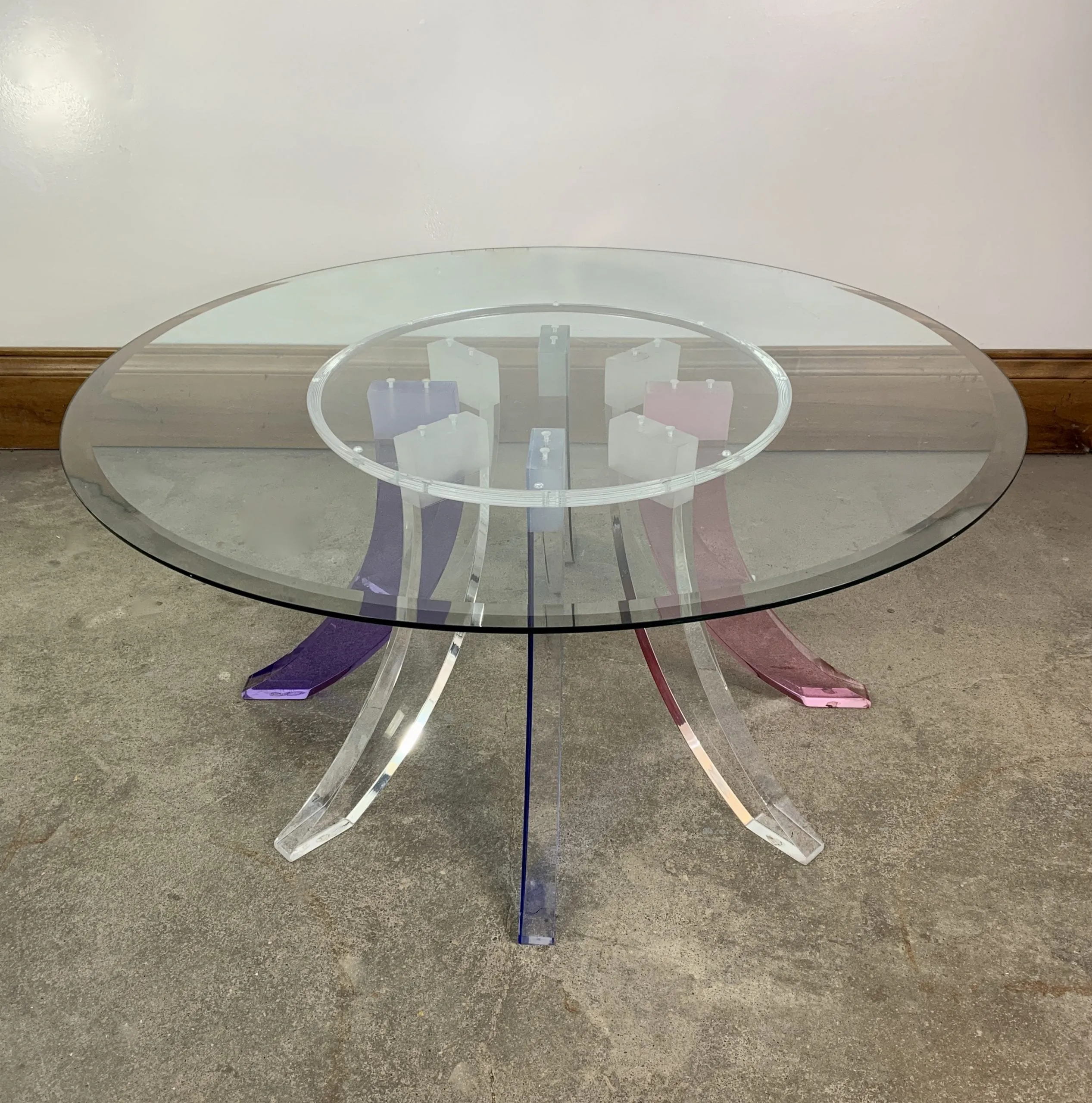 Coffee Table, Round, Contemporary, Acrylic, Glass Top
