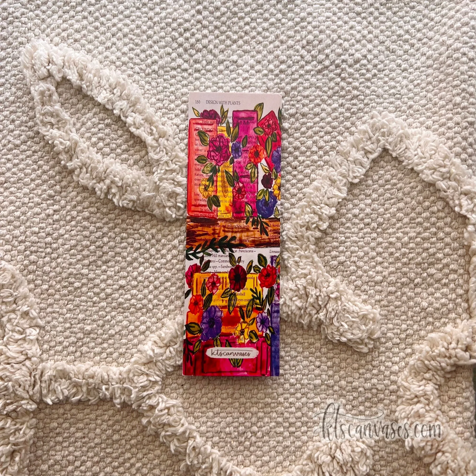 Colorful Floral Bookshelf Double Sided Bookmark