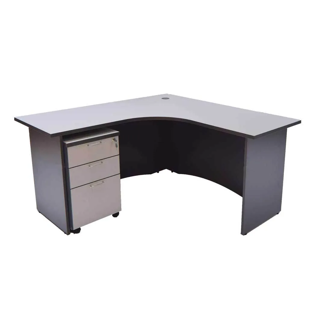 Danica L Shape Study Table with Mobile Pedestal
