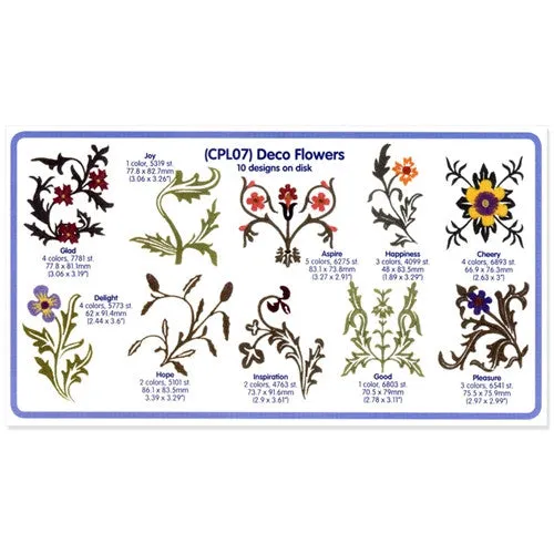 Deco Flowers Embroidery CD by Cactus Punch
