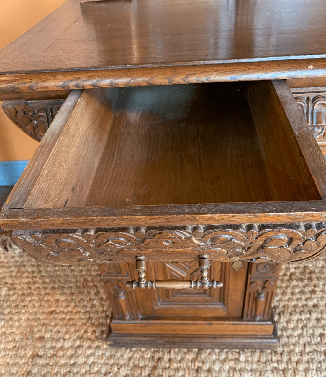 Desk, Sideboard, Austrian, Vintage with Stained Glass