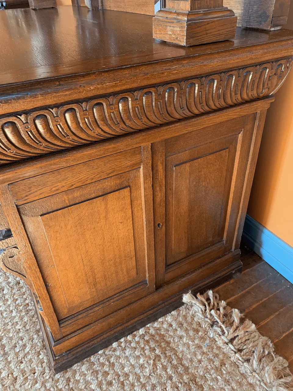 Desk, Sideboard, Austrian, Vintage with Stained Glass