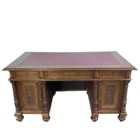 Desk, Vintage, Traditional, Leather Top