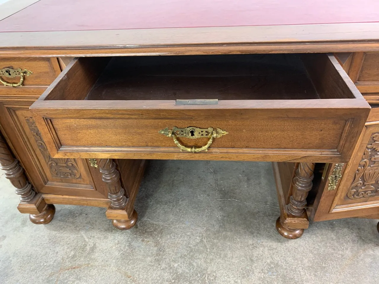 Desk, Vintage, Traditional, Leather Top