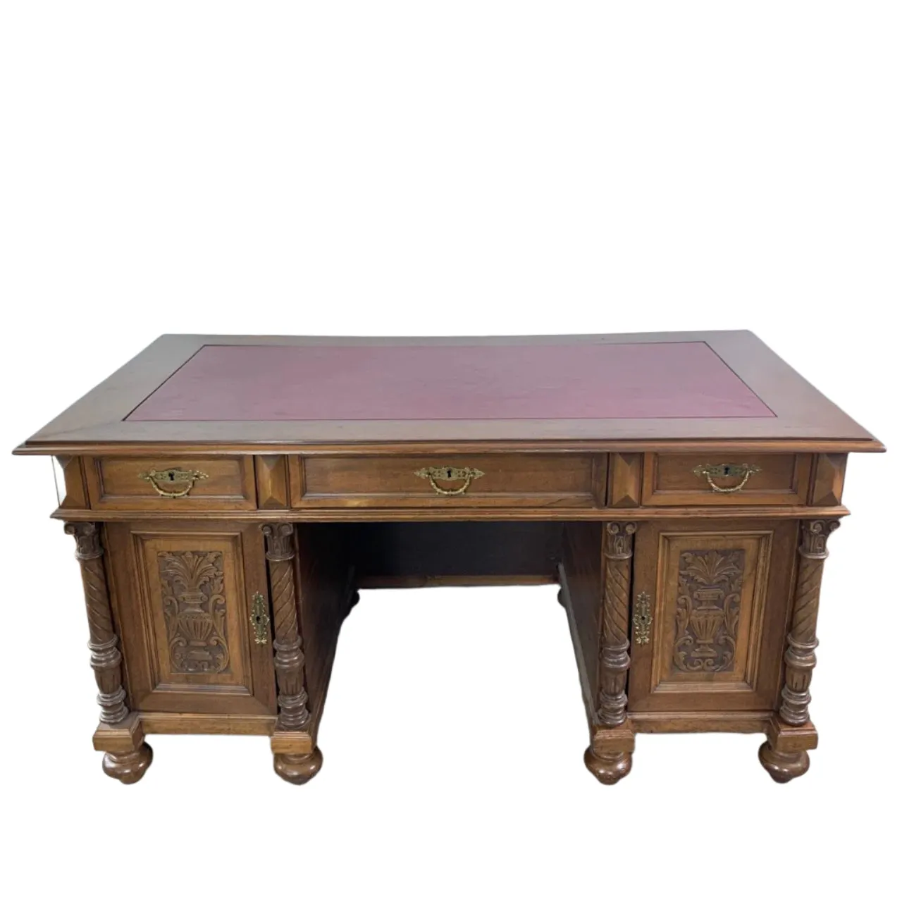 Desk, Vintage, Traditional, Leather Top