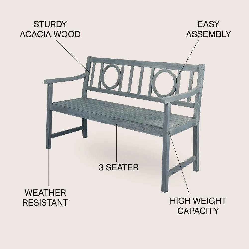 Dhirz Circle-Back 600-Lbs Support Acacia Wood Outdoor Garden Patio Bench