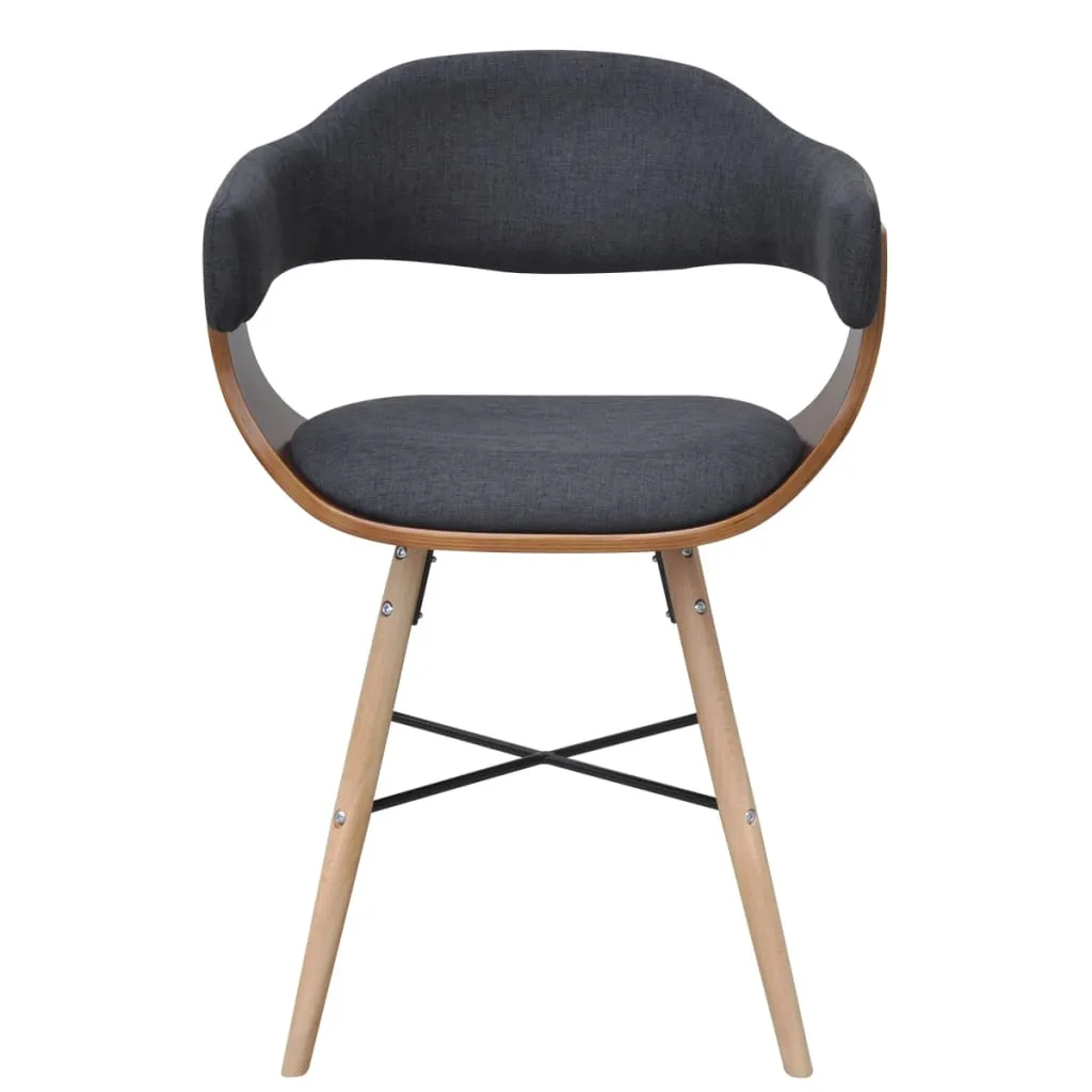 Dining Chairs 4 pcs Dark Grey Bent Wood and Fabric