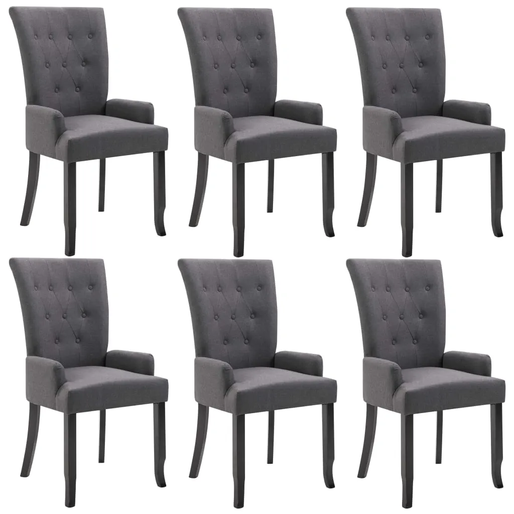 Dining Chairs with Armrests 6 pcs Dark Grey Fabric