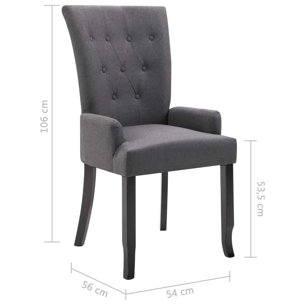 Dining Chairs with Armrests 6 pcs Dark Grey Fabric